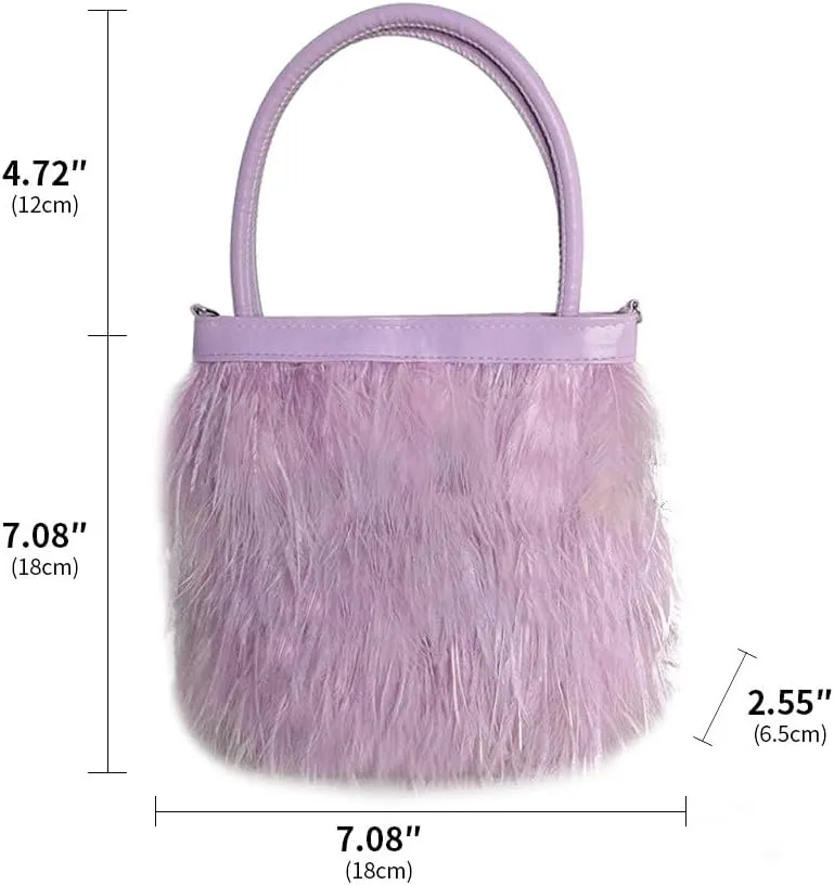 Women Ostrich Feather Purse Tote Bag Fluffy Purse Clutch Feather Evening Handbag Purses and Clutches for Wedding Party Purple
