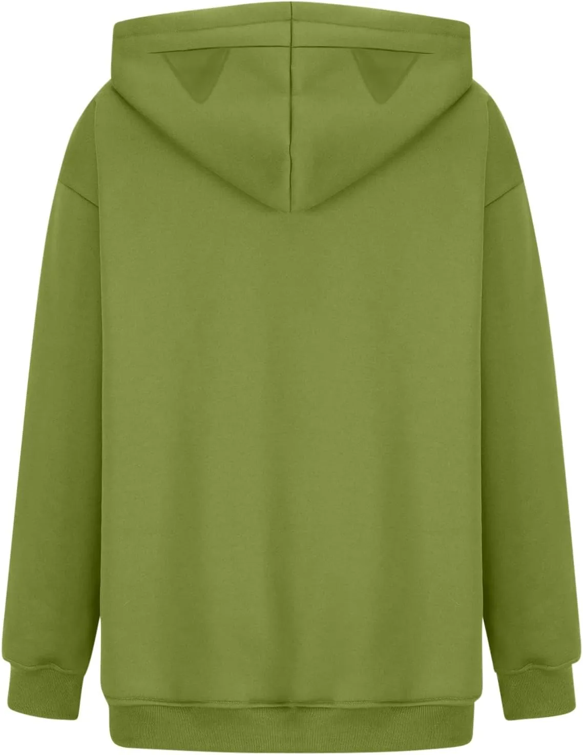 Women Plus Size Cute Cat Ear Hoodies Solid Color Fluffy Sweatshirt Baggy Casual Homewear Sweater Tops Trendy Clothing