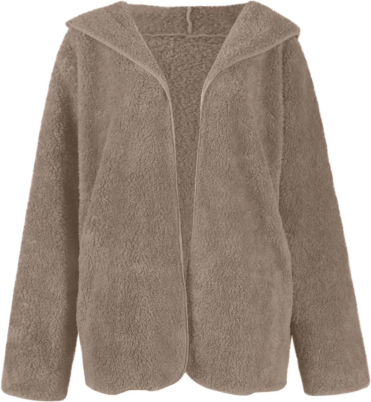 Women Sherpa Jacket Oversized Fleece Jacket Fall Teddy Bear Coat with Pockets Plus Size Open Front Hooded Cardigan