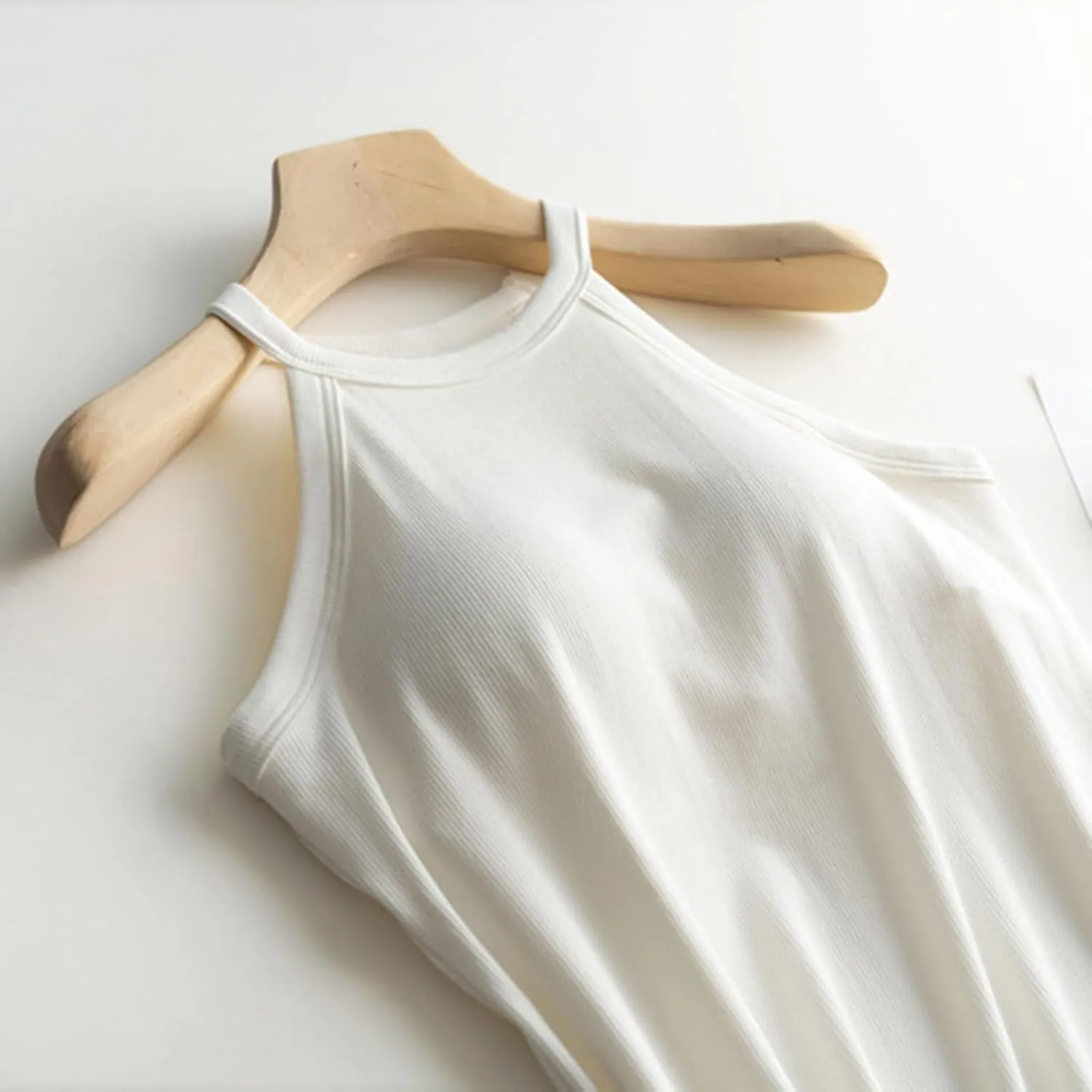 Women Tank Tops with Built in Bras Casual Basic Racerback Ribbed Shirts Sleeveless High Neck Slim Fit Tops