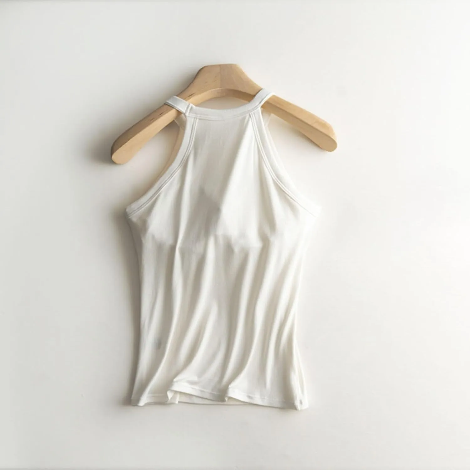 Women Tank Tops with Built in Bras Casual Basic Racerback Ribbed Shirts Sleeveless High Neck Slim Fit Tops