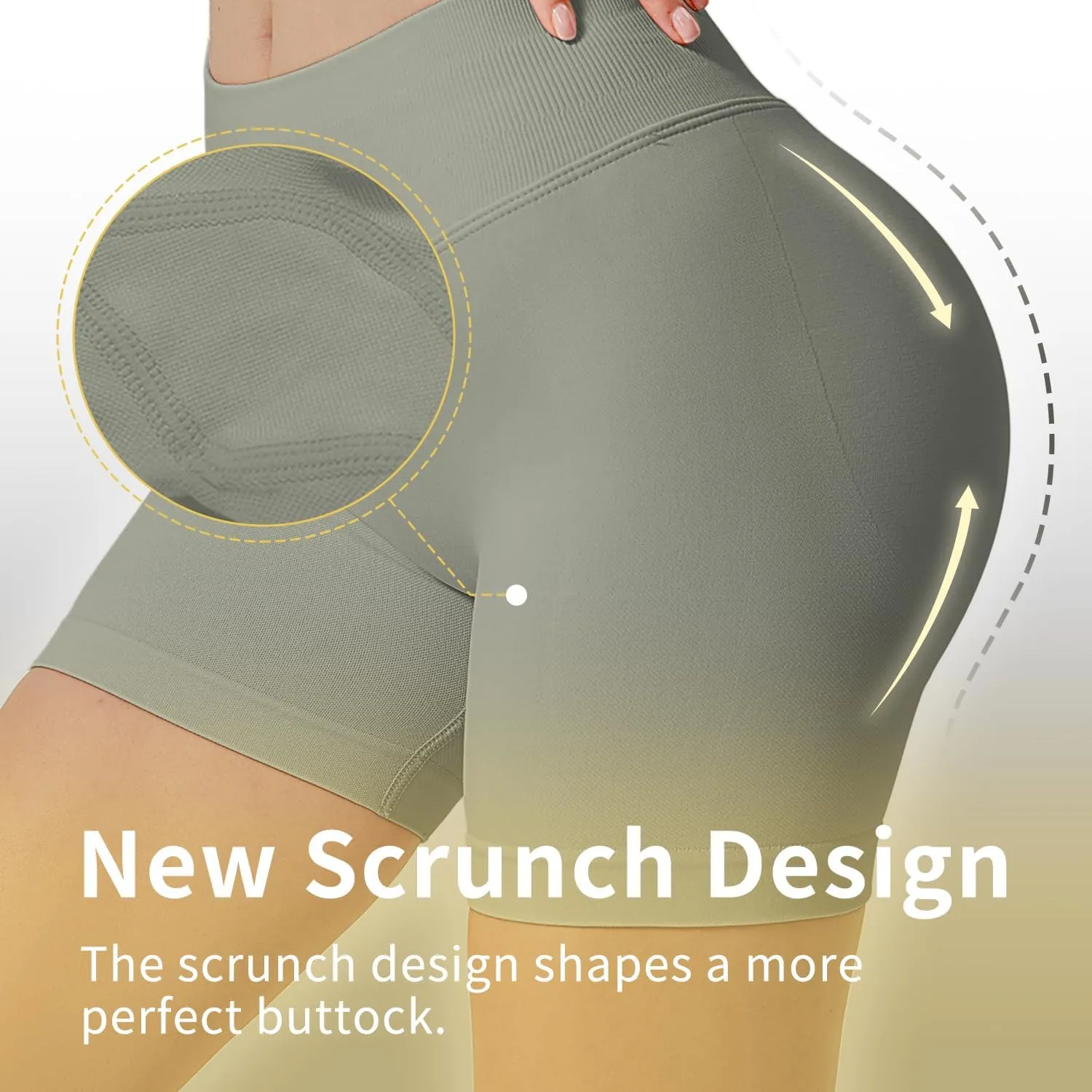 Women Workout Impact Shorts 4.5 Scrunch Butt Lifting Tummy Contro Gym Comfy Running Seamless Booty Biker Shorts