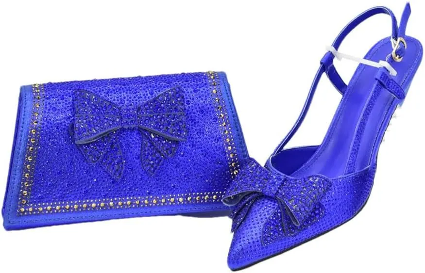 WomenS Arrival Wedding Shoes and Bag Set Luxury Pointed Toe High Heel Slingbacks with Matching Handbag