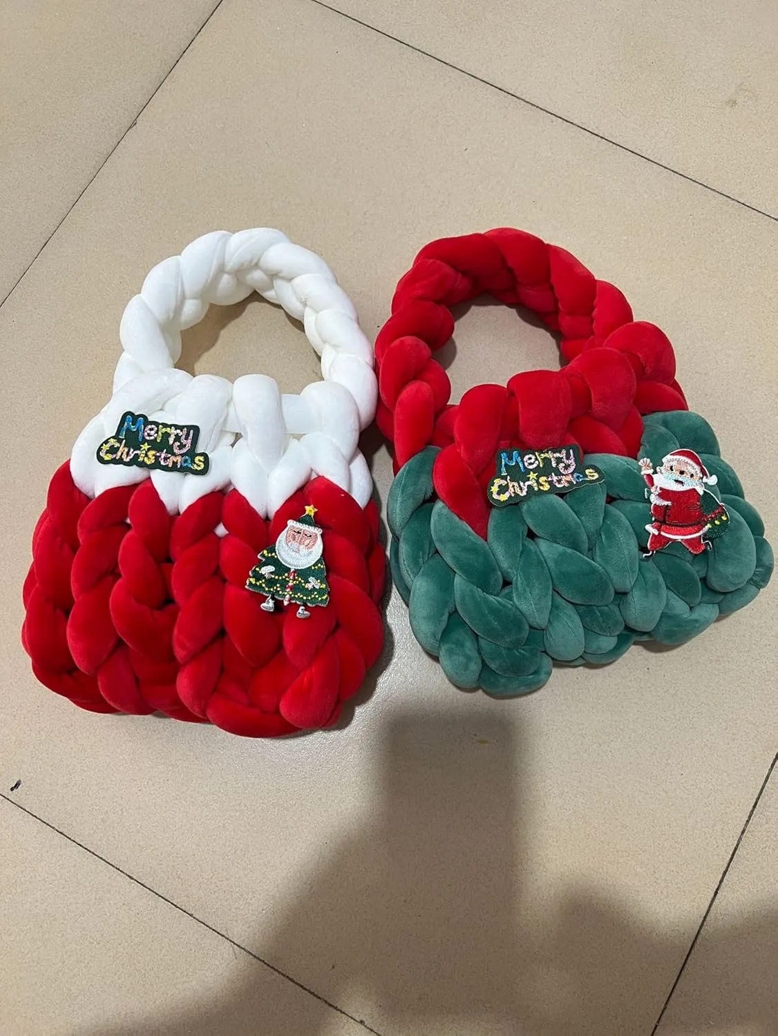 Women's Handwoven Tote Bags Chunky Yarn Knit Braided Satchel Purse Bag Crochet Handbag