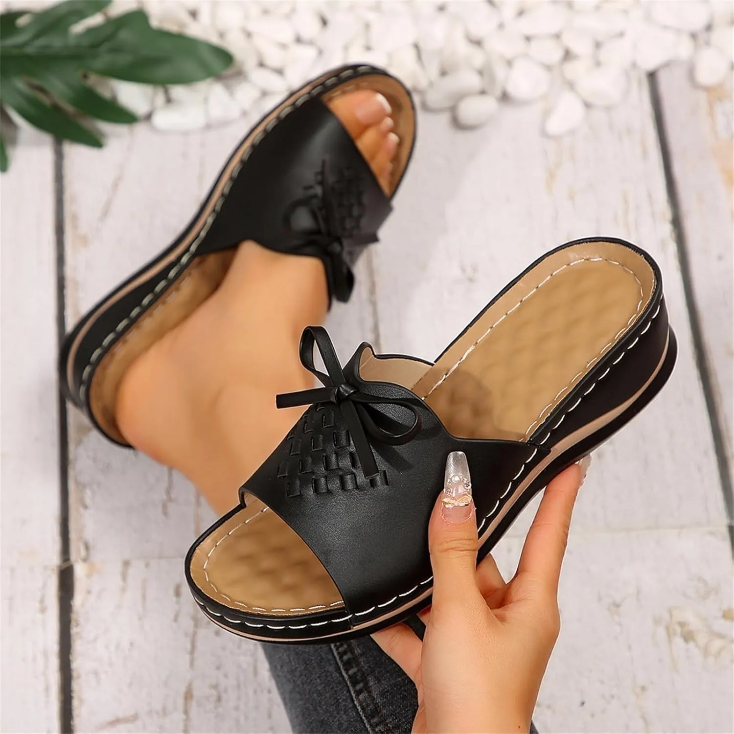 Womens Heeled Sandals Open Toe Slip On Block Chunky Ankle Strap Comfortable Backless Slide Dressy Flat Arch Support Orthotic Slides 2025 Comfy Orthopedic Flip Flops Sandal Slippers