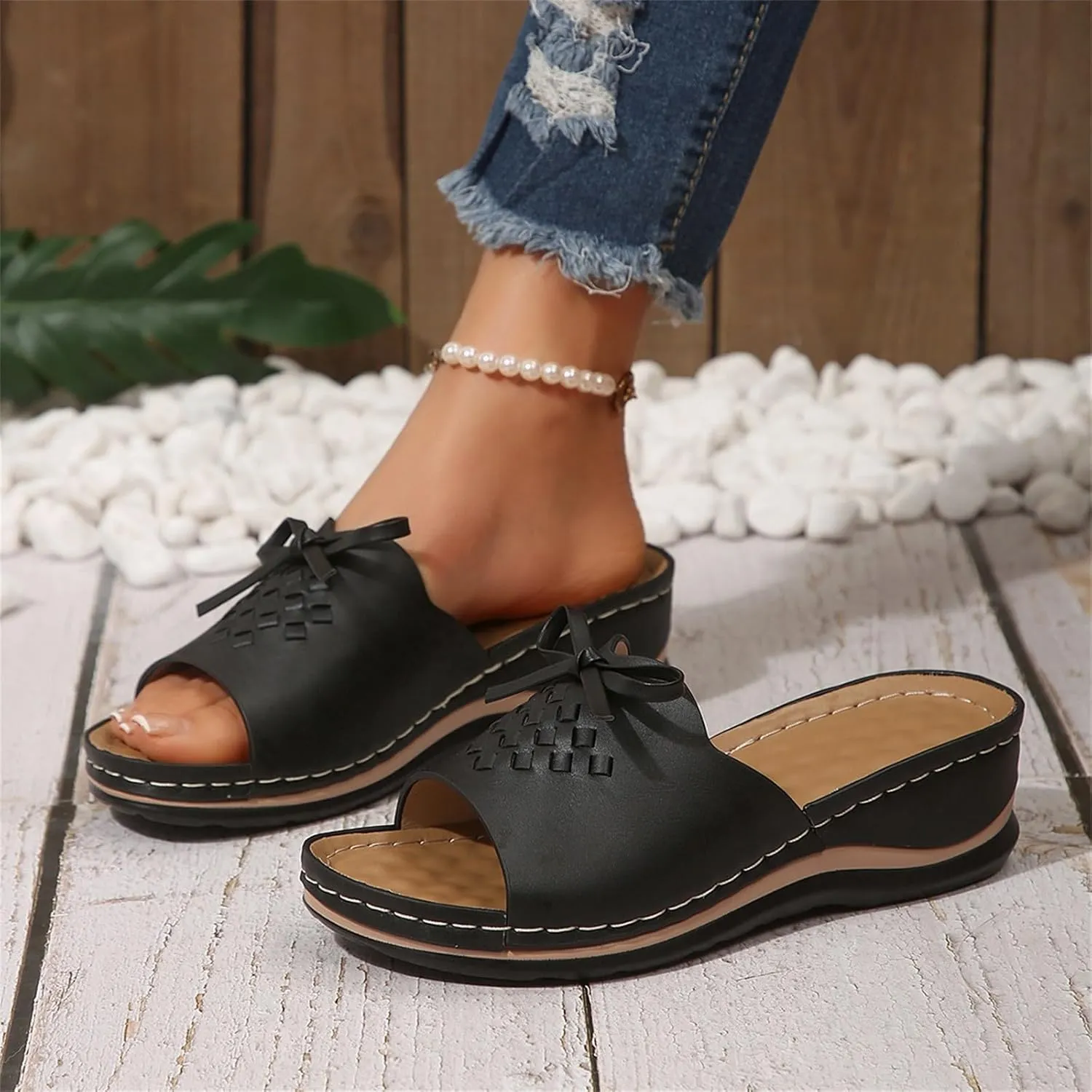 Womens Heeled Sandals Open Toe Slip On Block Chunky Ankle Strap Comfortable Backless Slide Dressy Flat Arch Support Orthotic Slides 2025 Comfy Orthopedic Flip Flops Sandal Slippers