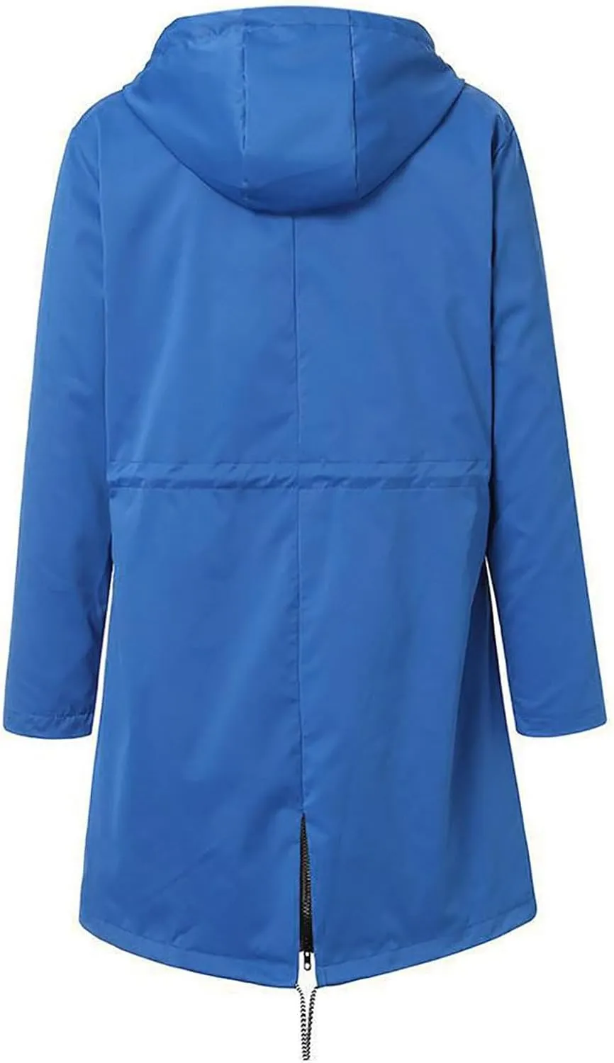 Women's Hiking Jackets with Hood Outdoor Waterproof Windbreaker Pus Size Full Zip Raincoats Lightweight Trench Coats