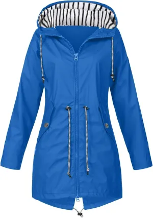 Women's Hiking Jackets with Hood Outdoor Waterproof Windbreaker Pus Size Full Zip Raincoats Lightweight Trench Coats