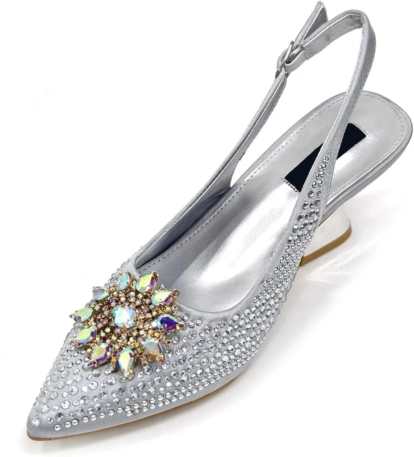 Womens Italian Petal Clutch Wedding Shoes Set Rhinestone Bridal Pumps and Evening Party Sparkly Rhinestone Handbag