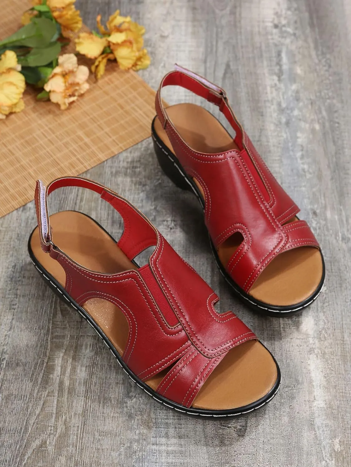 Women's Low Wedge Sandals Ankle Strap Heel Sandal Open Toe Wide Dress Summer Comfortable Shoes