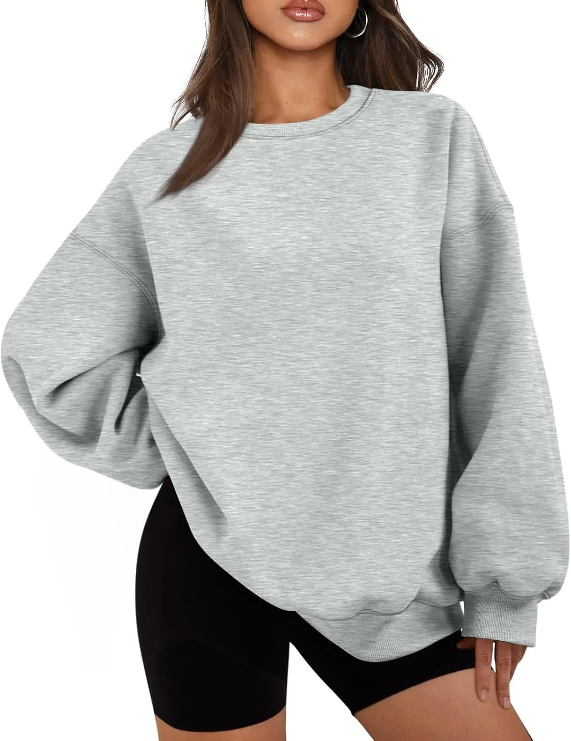 Womens Oversized Sweatshirt Fleece Pullover Comfy Crew Neck Sweatshirt Trendy Y2k Winter Outfits Preppy Clothes