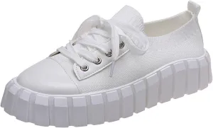 Womens Platform Sneakers White Tennis Shoes Casual Low Top Fashion Sneaker Hiking Workout Sports Gym Footwear