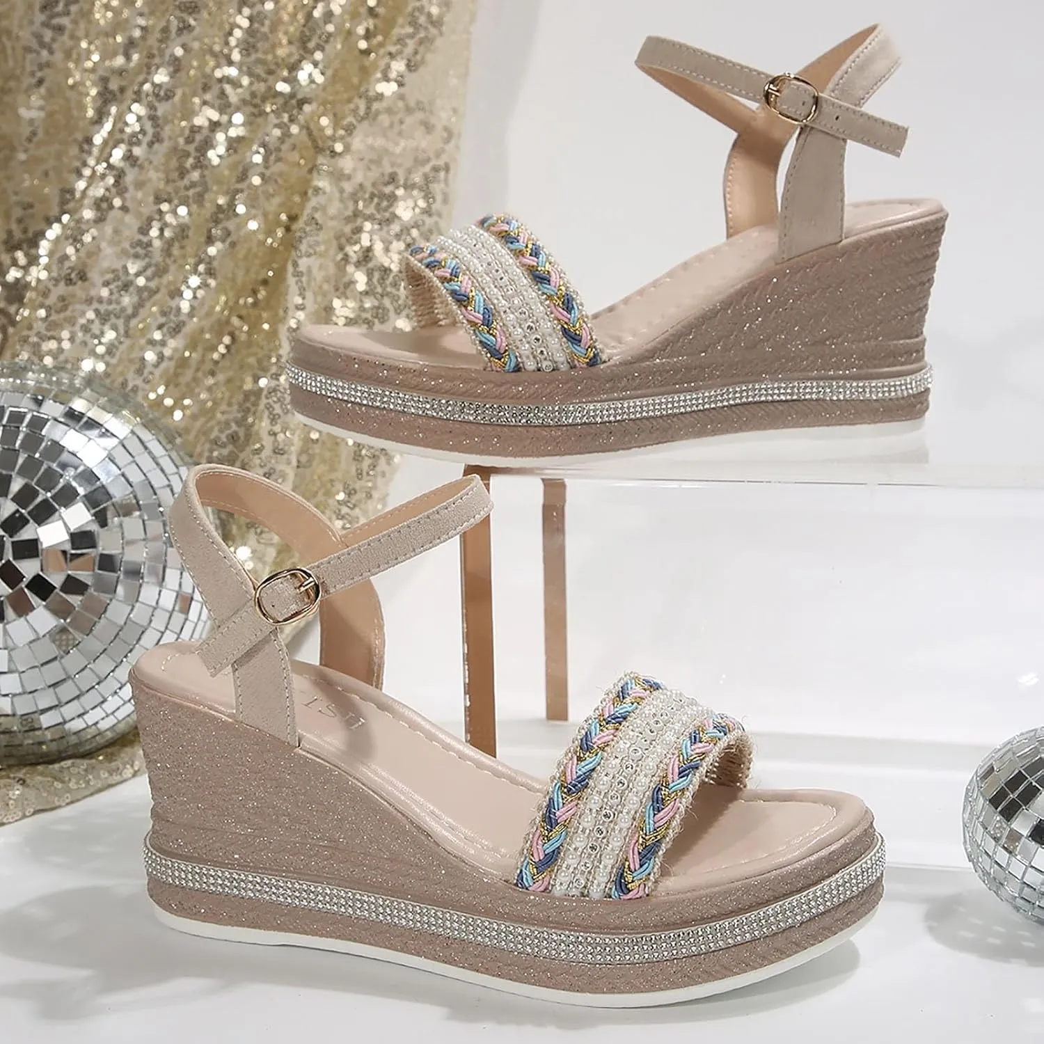 Women's Platform Wedge Sandals Wedges for Women Beach Summer Comfortable Sandal Arch Support Casual Soft