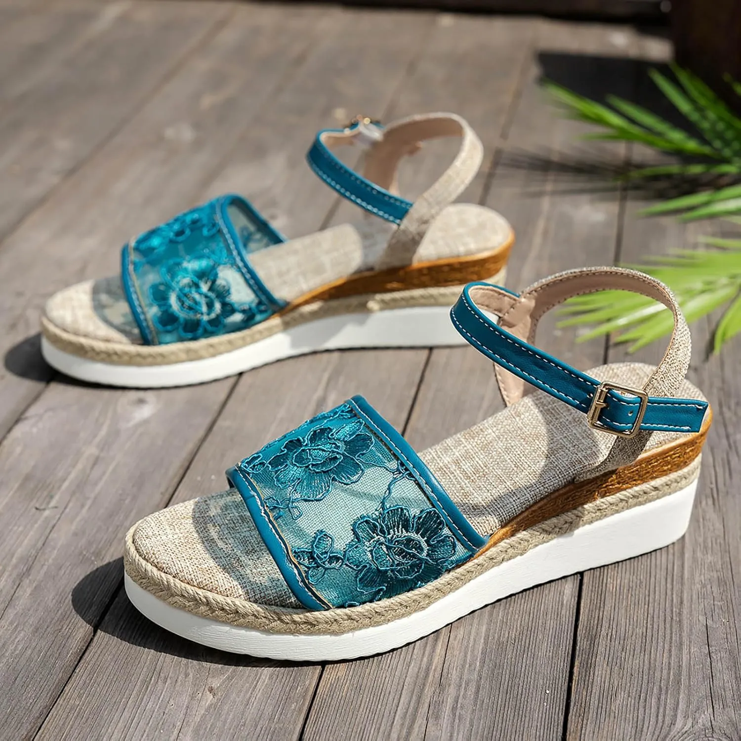 Women's Platform Wedge Sandals Wedges for Women Casual Beach Walking Sandal Slip on Arch Support Soft