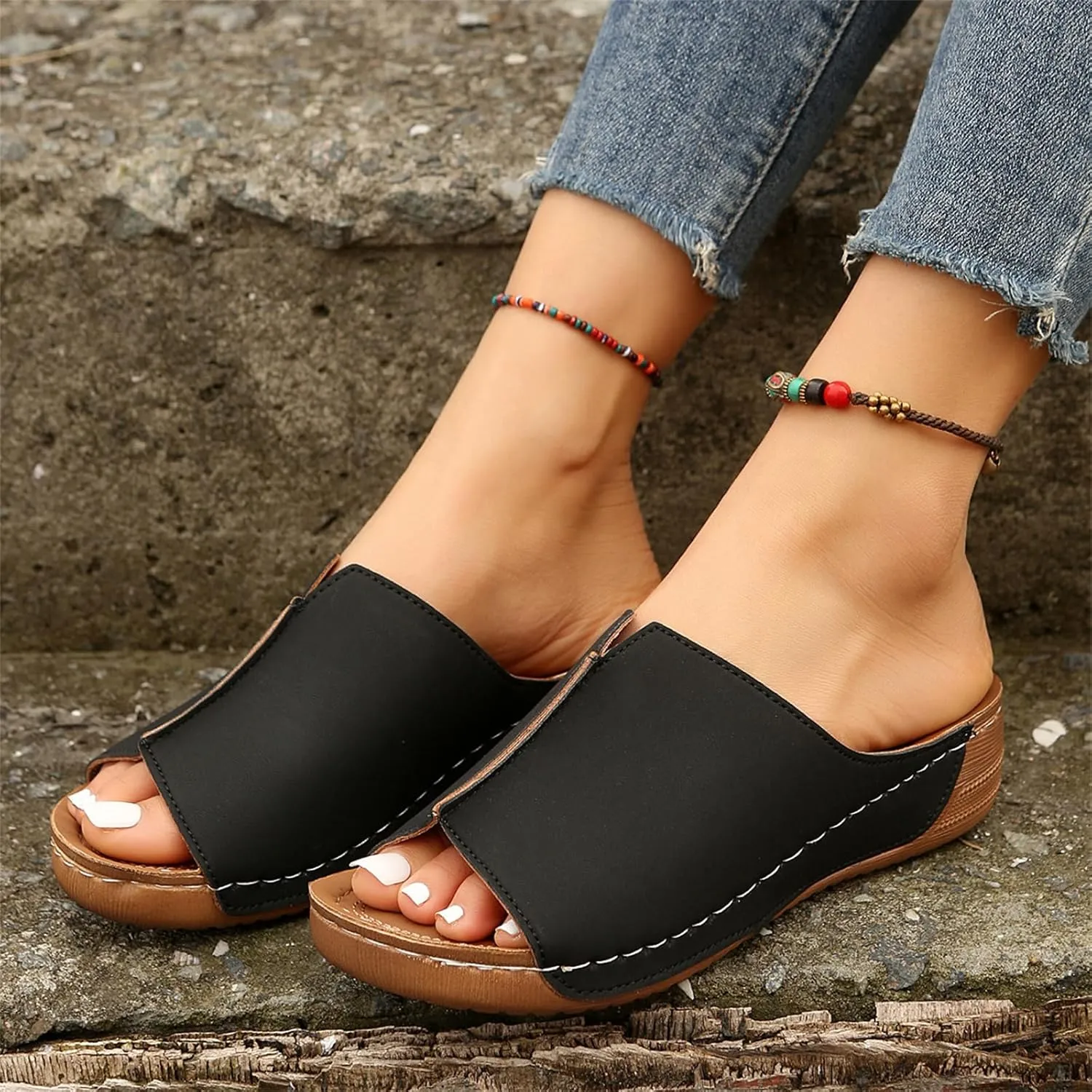 Women's Sandals Comfortable Cute Orthopedic Slippers Anti-Slip Walking Dressy Summer Orthotic Flip Flops with Arch Support
