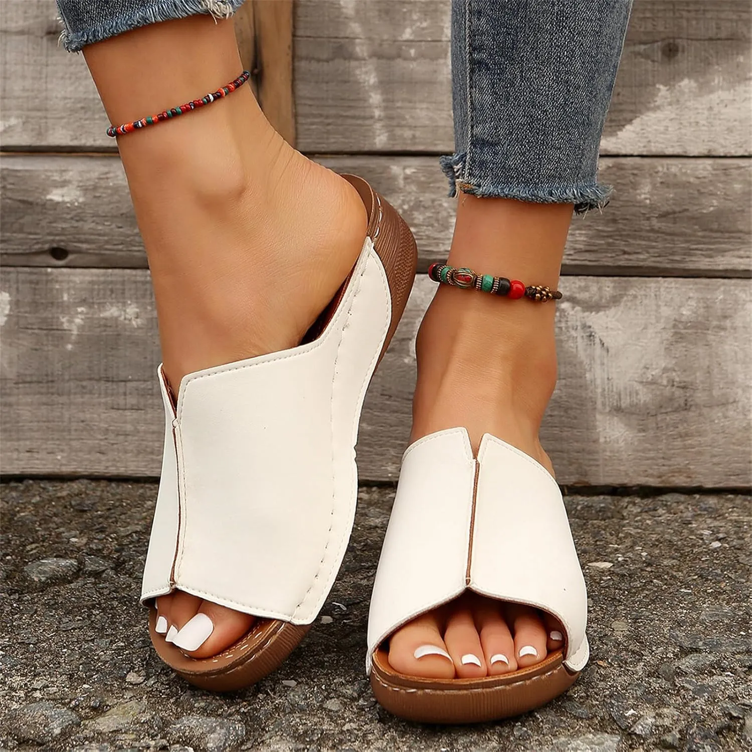 Women's Sandals Comfortable Cute Orthopedic Slippers Anti-Slip Walking Dressy Summer Orthotic Flip Flops with Arch Support