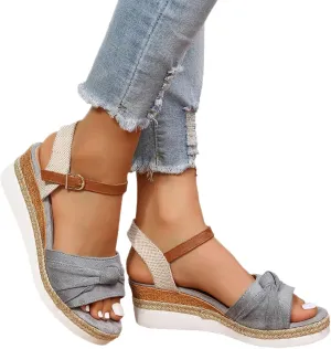 Women's Sandals, Women's Espadrilles Casual Ankle Strap Wedge Sandals Comfortable Platform Sandals