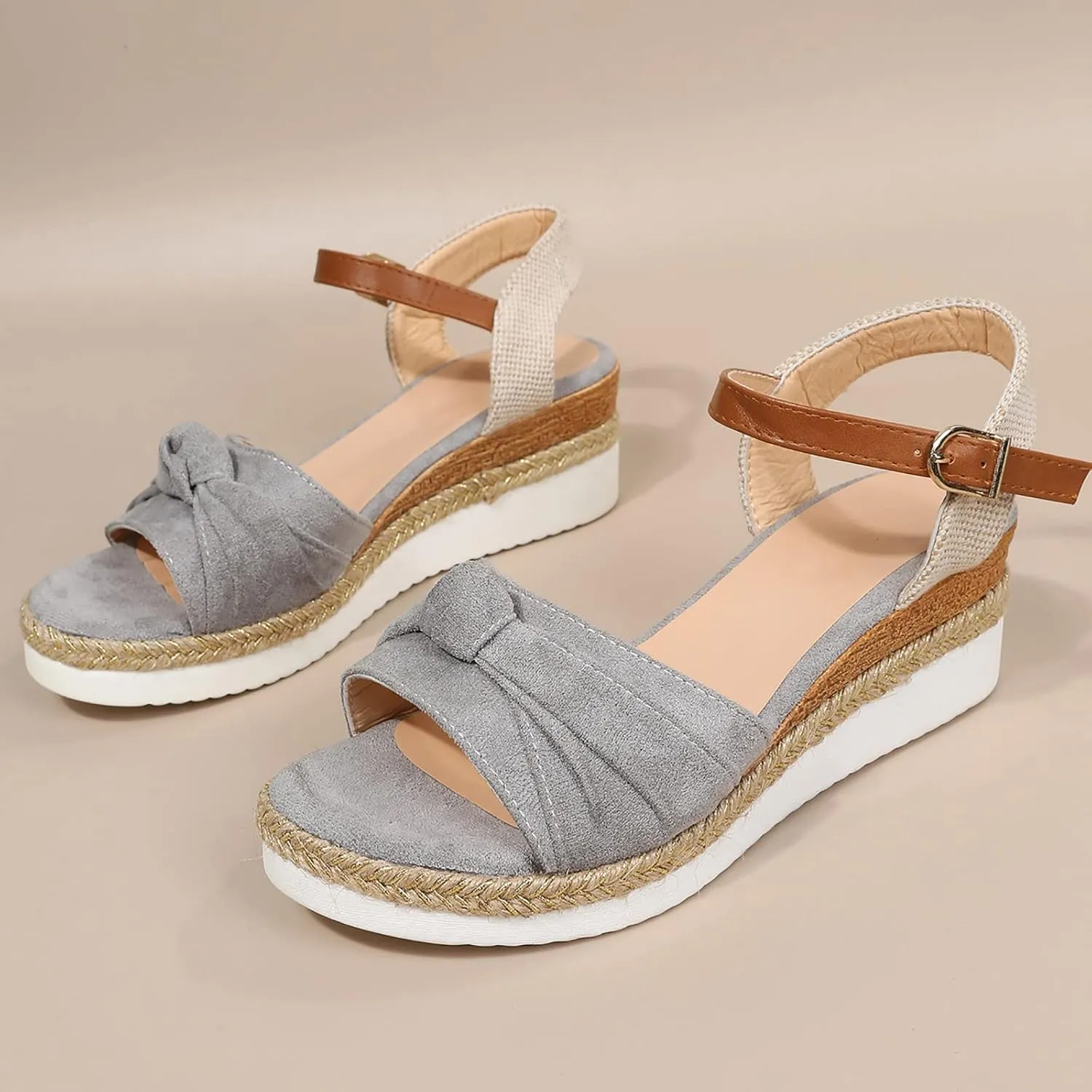 Women's Sandals, Women's Espadrilles Casual Ankle Strap Wedge Sandals Comfortable Platform Sandals