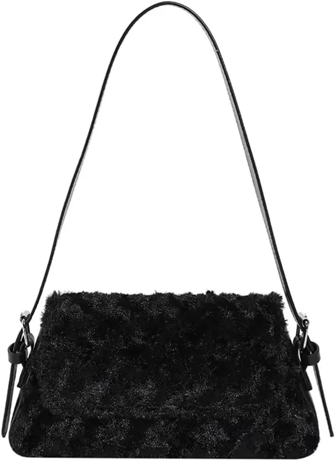 Womens Shoulder Bag Designer Tote Bag Lightweight Top Handle Satchel Purse Faux Fur Handbag for Travel Work Shopping