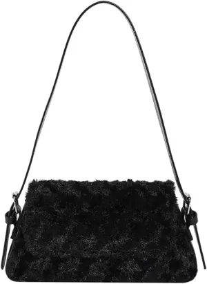 Womens Shoulder Bag Designer Tote Bag Lightweight Top Handle Satchel Purse Faux Fur Handbag for Travel Work Shopping