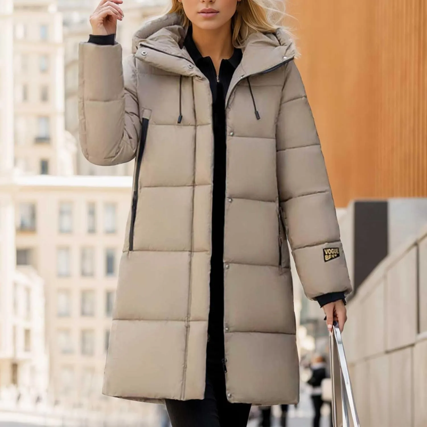 Women's Solid Color Casual Zipper Hooded Windproof Down Coat Coat Fashion Keep Warm Jacket Fuzzy Jacket Women