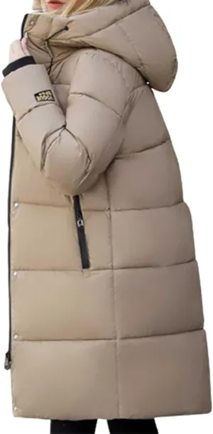 Women's Solid Color Casual Zipper Hooded Windproof Down Coat Coat Fashion Keep Warm Jacket Fuzzy Jacket Women