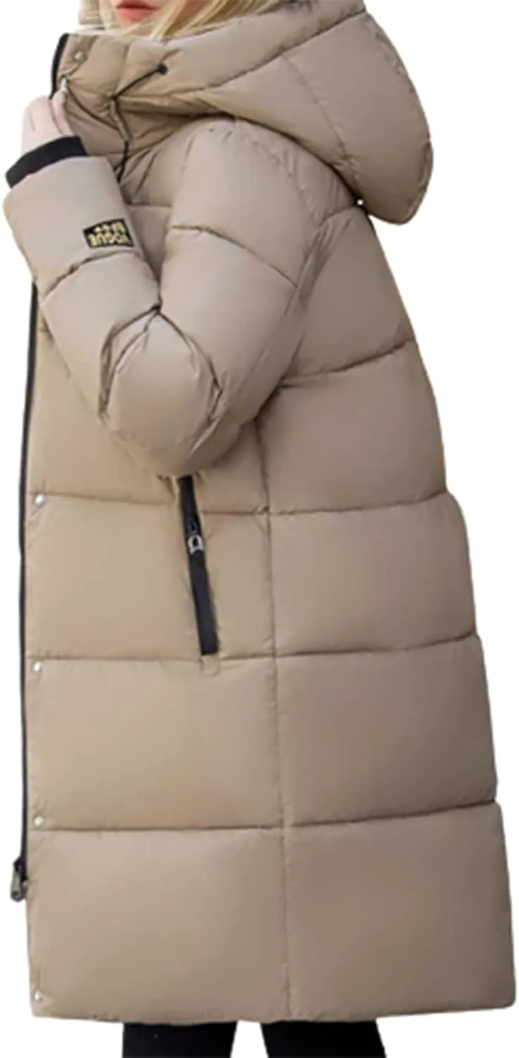 Women's Solid Color Casual Zipper Hooded Windproof Down Coat Coat Fashion Keep Warm Jacket Fuzzy Jacket Women