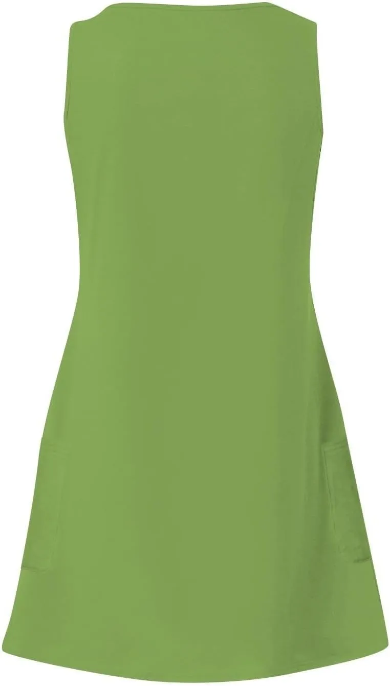 Womens Summer Dresses Casual V Neck Sleeveless Mini Shirt Dress Beach Cover Up Loose V Neck Tank Sundress with Pocket