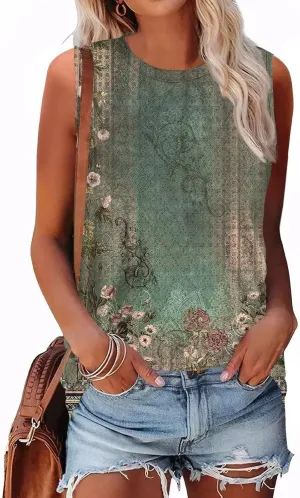 Women's Summer Tank Tops V Neck T Shirts Trendy Sleeveless Basic Tee Loose Fit 2025 Fashion