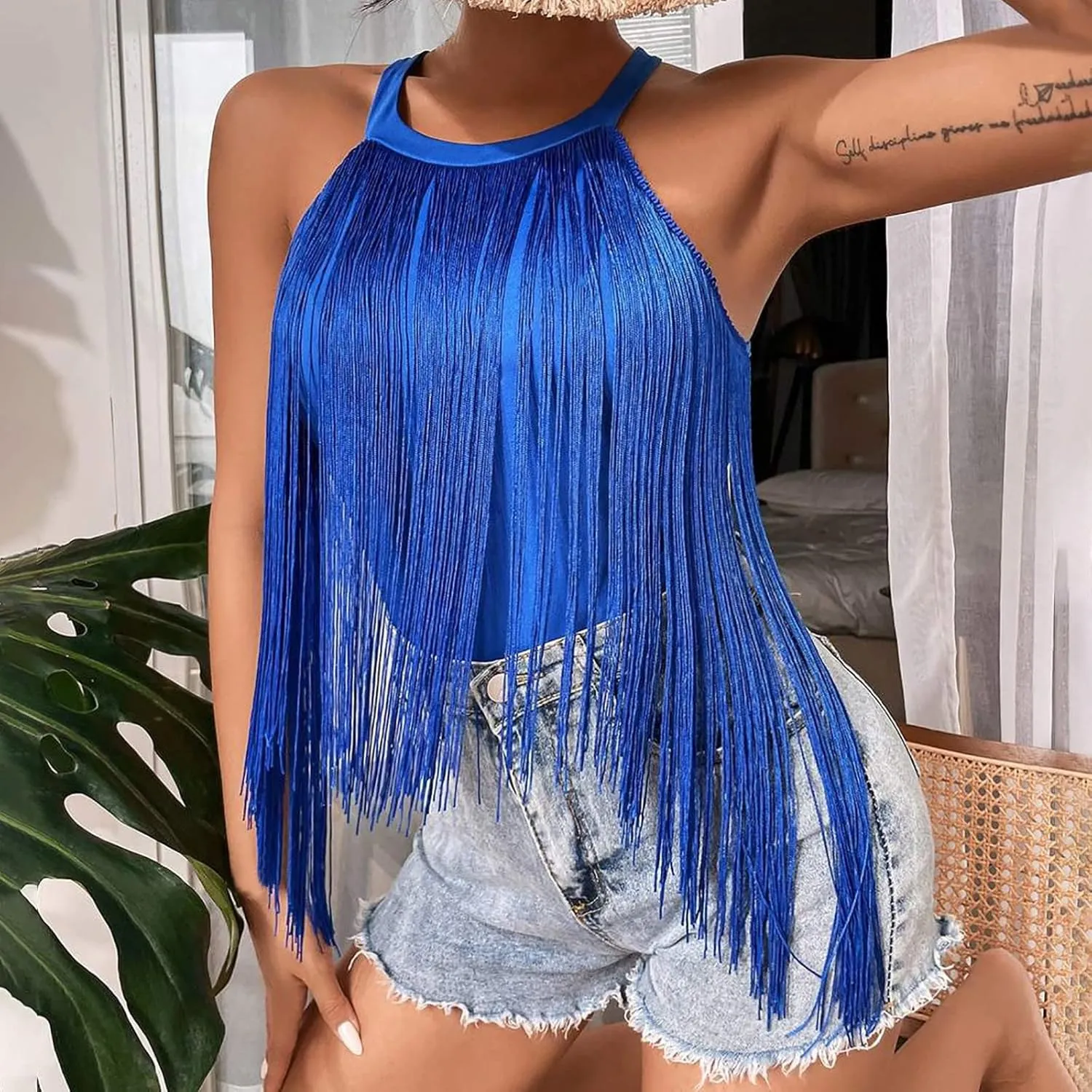 Womens Tank Tops Dressy Casual Sexy Halter Camisole Tops with Tessel Going Out Summer Outfits Sleeveless Fashion 2025
