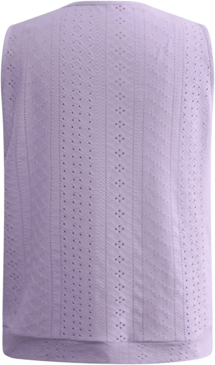 Womens Tank Tops Loose Fit Eyelet Sleeveless Summer Casual Shirts Soft Lightweight Relaxed Fitted Outfits 2025