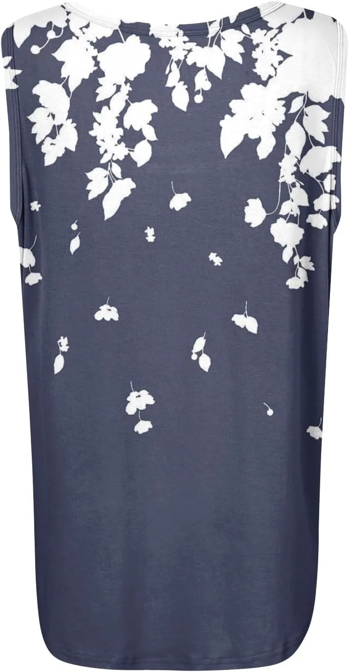 Womens Tops 2025 Ruffled Square Collar Tank Plus Size Floral Print Tank Tee Summer Casual Loose Sleeveless Shirt