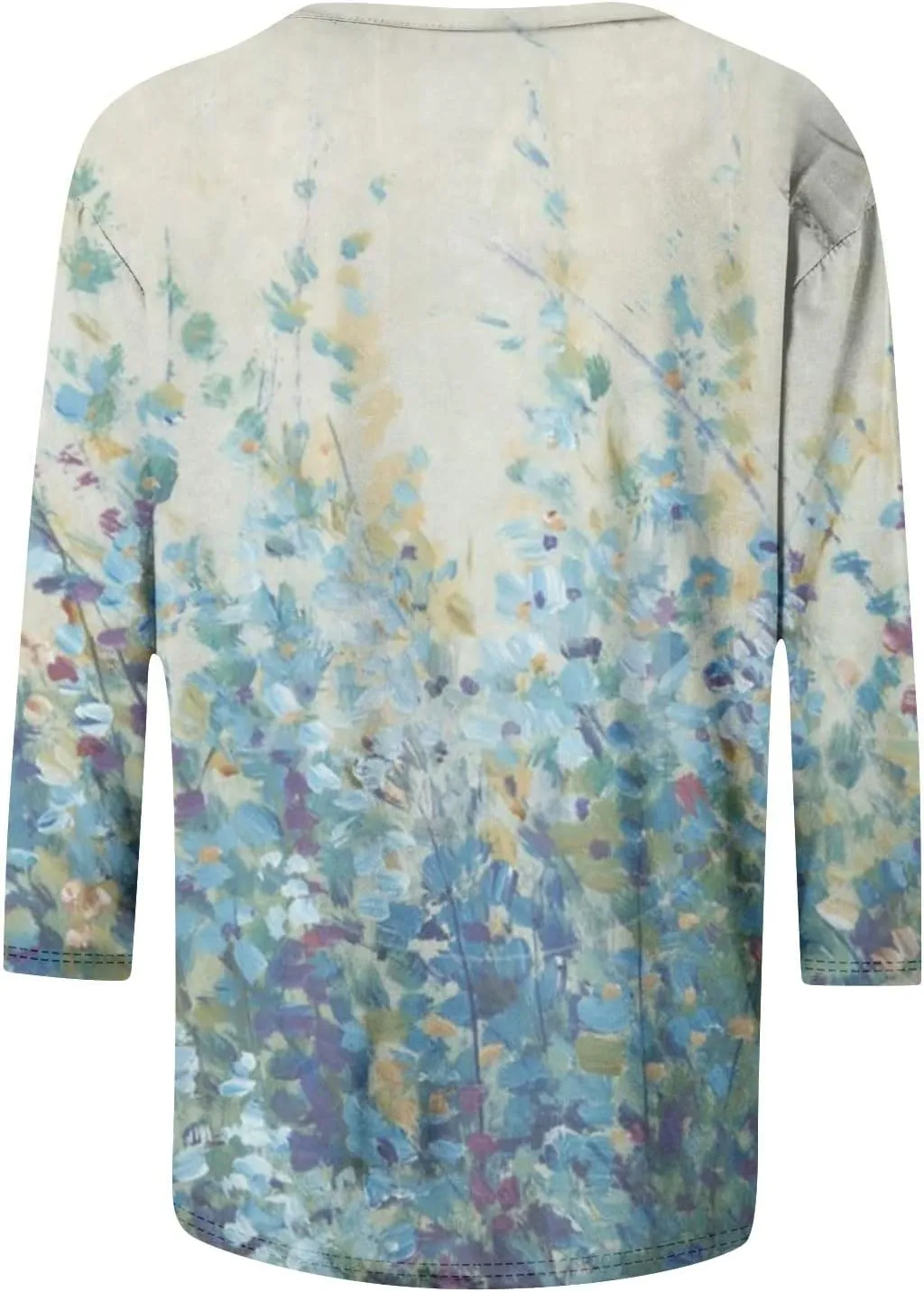 Womens Tops 3/4 Sleeve Crewneck Cute Shirts Casual Print Trendy Tops Three Guarter Length T Shirt Summer Pullover