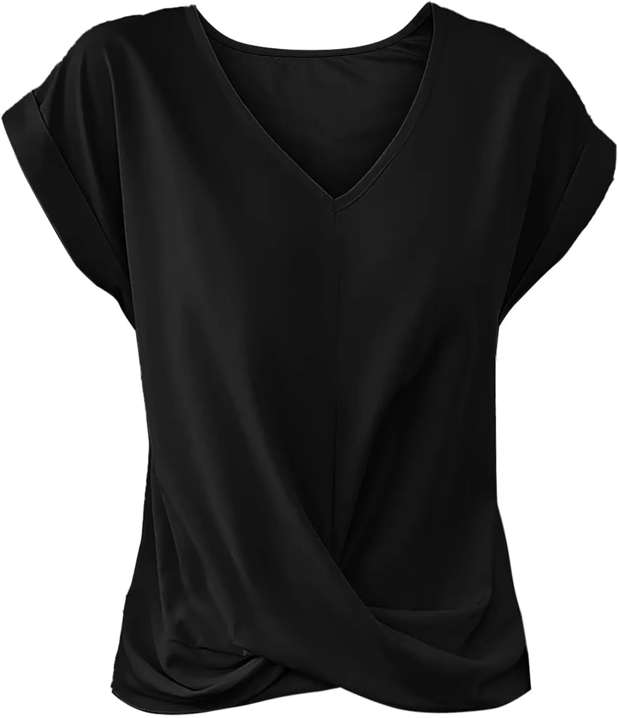 Womens V Neck Summer Tops 2025 Casual Twist Front Blouses Short Sleeve Tshirts Loose Fit Tunic Tops Basic Tee Shirts