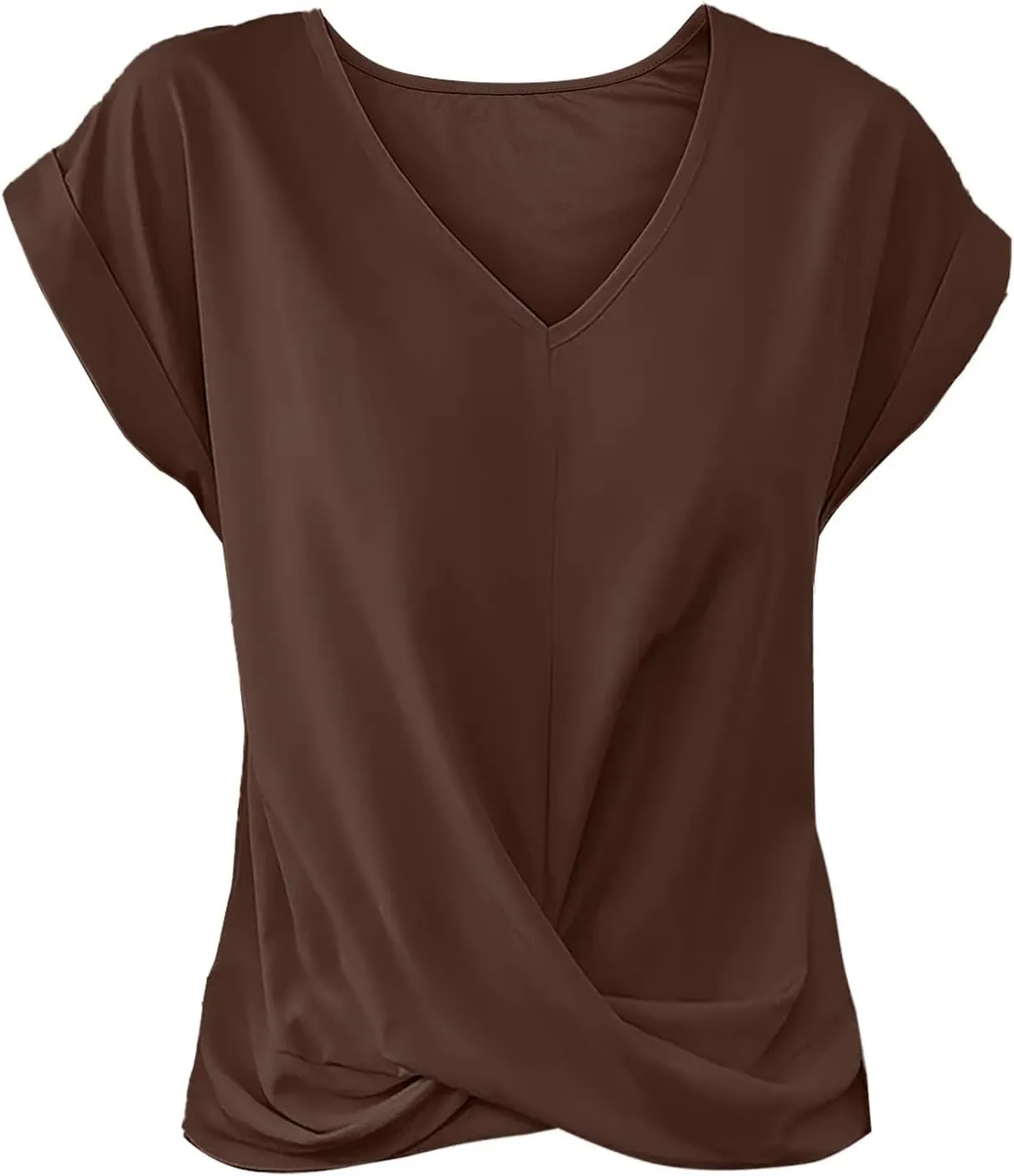Womens V Neck Summer Tops 2025 Casual Twist Front Blouses Short Sleeve Tshirts Loose Fit Tunic Tops Basic Tee Shirts