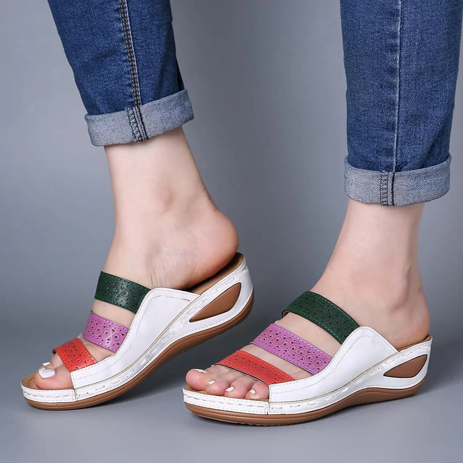 Womens Wedge Sandals 2025 Summer Orthopedic Wedge Sandals for Women Open Toe Ankle Strap Platform Sandal Platform Sandal Shoes 2025