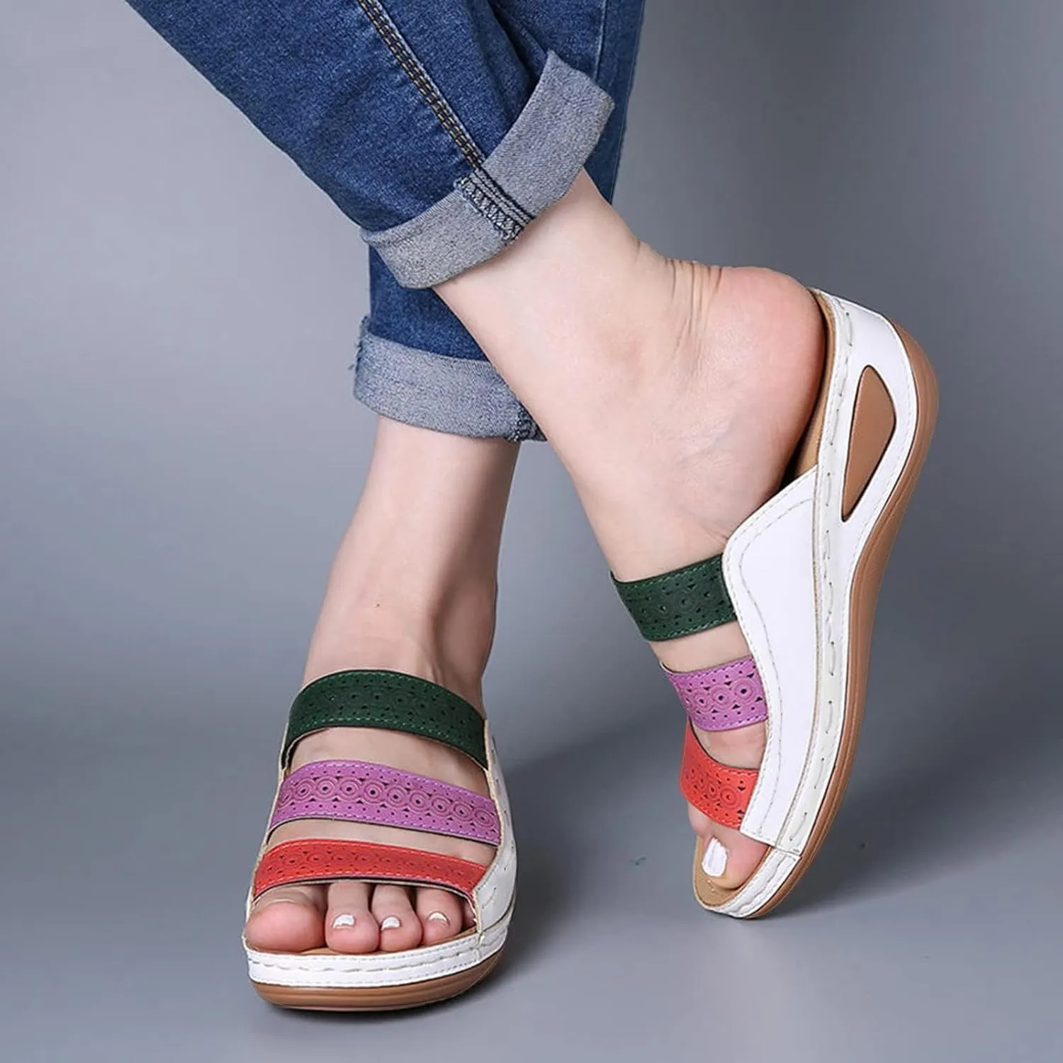 Womens Wedge Sandals 2025 Summer Orthopedic Wedge Sandals for Women Open Toe Ankle Strap Platform Sandal Platform Sandal Shoes 2025