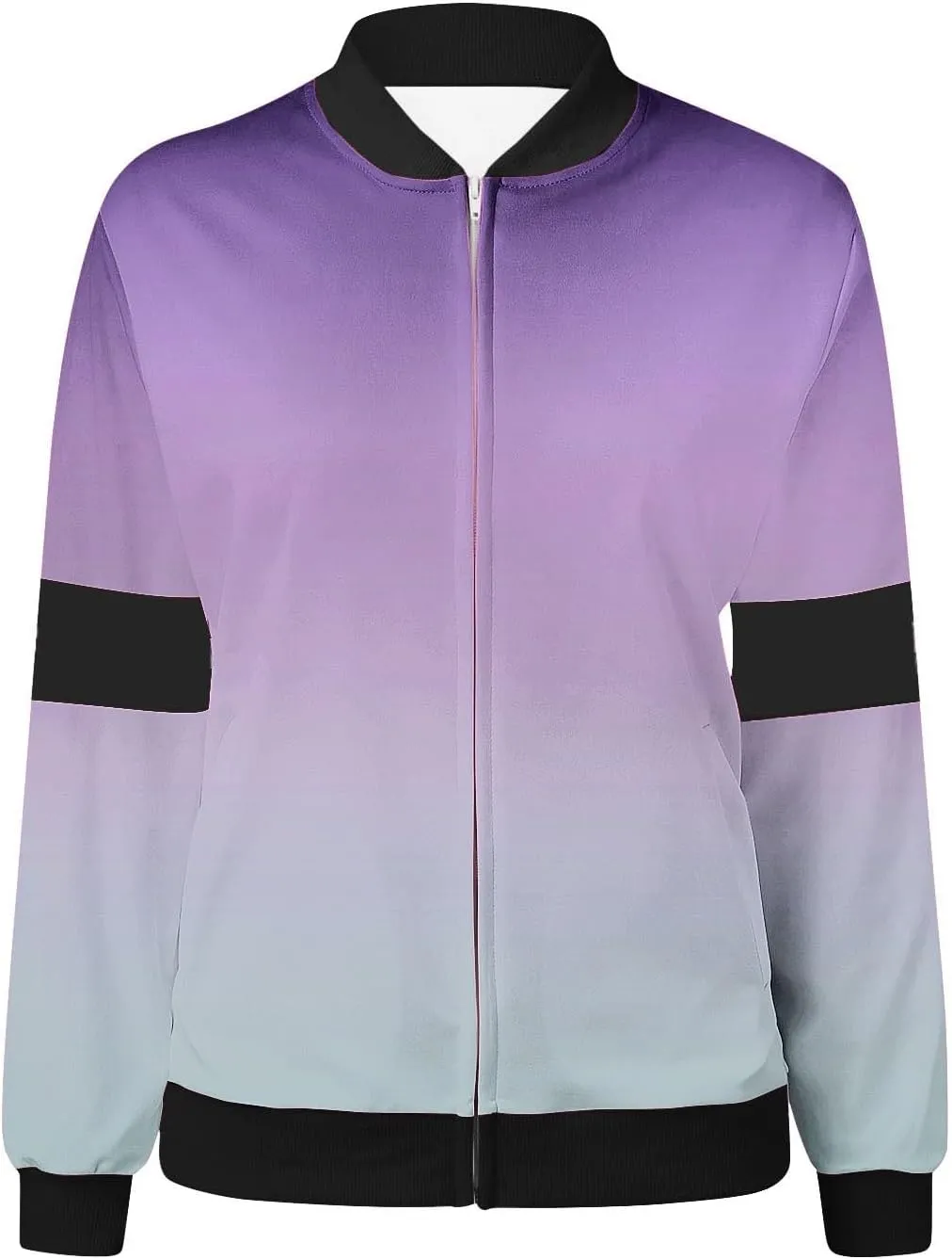 Womens Winter Coats 2024 Fashion Gradient Zipper Jackets Long Sleeve Casual Tops with Pockets Outerwear