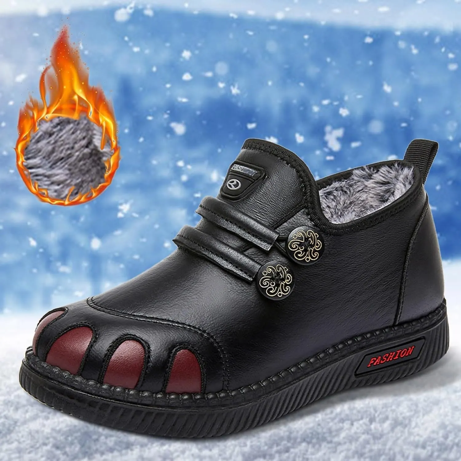 Womens Winter Snow Boots Ankle Women's Wide Width Waterproof Slip on Ankle Boots for Swollen Feet Women Winter Snow Boots Platform Winter Womens Boots Ankle Botas Invierno Mujer Nieve