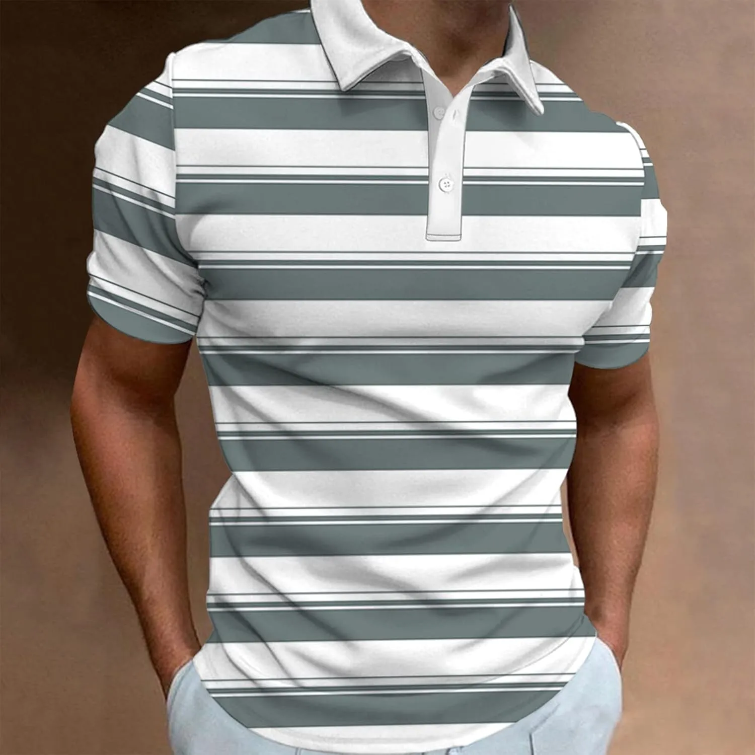 Ymosrh Men's Polo Shirts Short Sleeves Button-Down Print Clothing Apparel Fashion Designer Casual Breathable Shirts, S-3XL