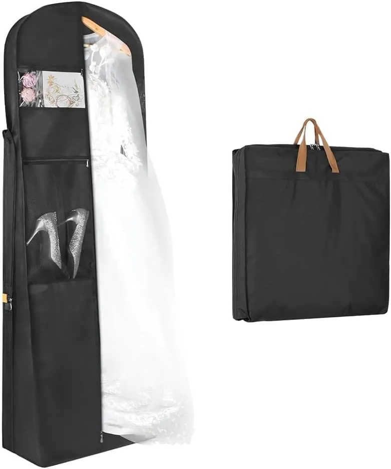 Zilink 72" Wedding Dress Garment Bag Dress Bags for Gowns Bridal Dress Travel Bag with 12Gusseted and Accessory Pockets for Wedding Dress, Puffy Gowns [Upgraded Version]